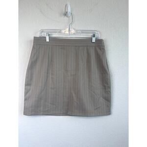 Chic PrettyLittleThing Taupe Pinstripe Mini Tailored Skirt - Size 10